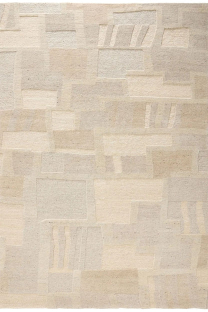 Alfombra beige de lana anudada a mano