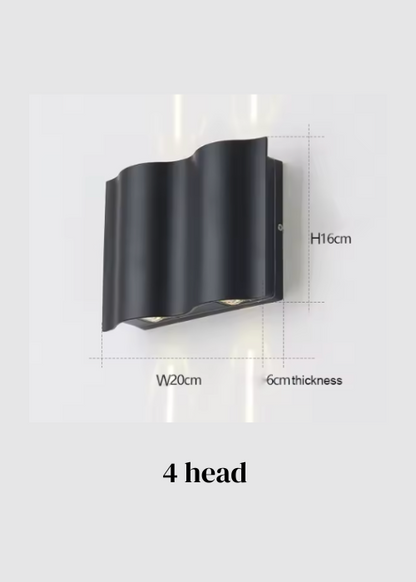 Lámpara de pared exterior moderna con múltiples cabezales