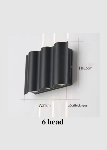Lámpara de pared exterior moderna con múltiples cabezales