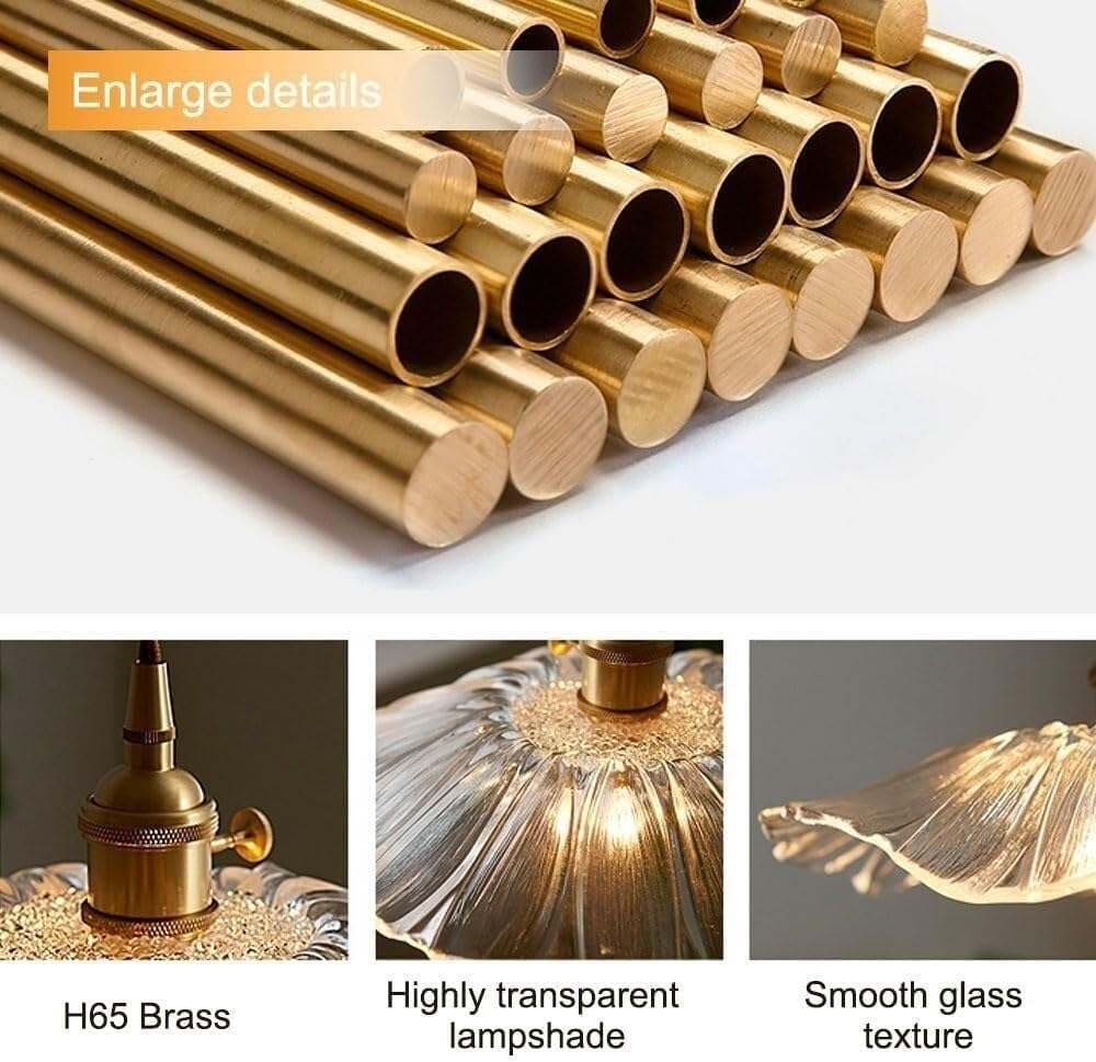 Lámpara colgante de vidrio con flores retro