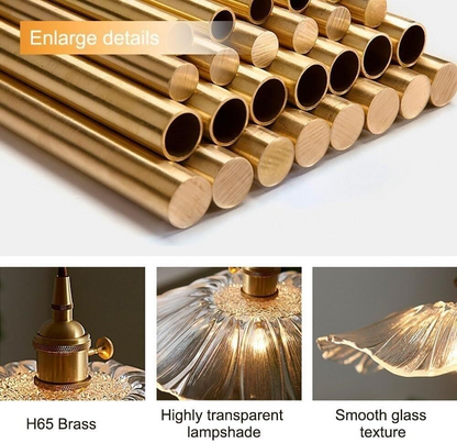 Lámpara colgante de vidrio con flores retro