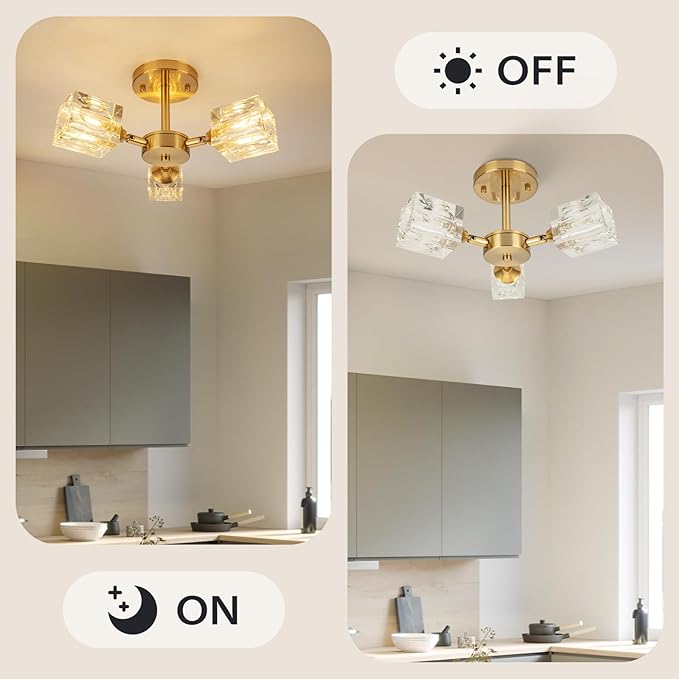 Luz de Dormitorio Dorada en Forma de Gota de Cristal