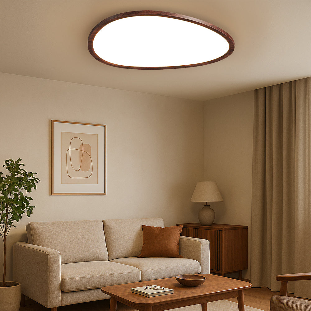 Lámpara de techo ultrafina con aspecto de madera