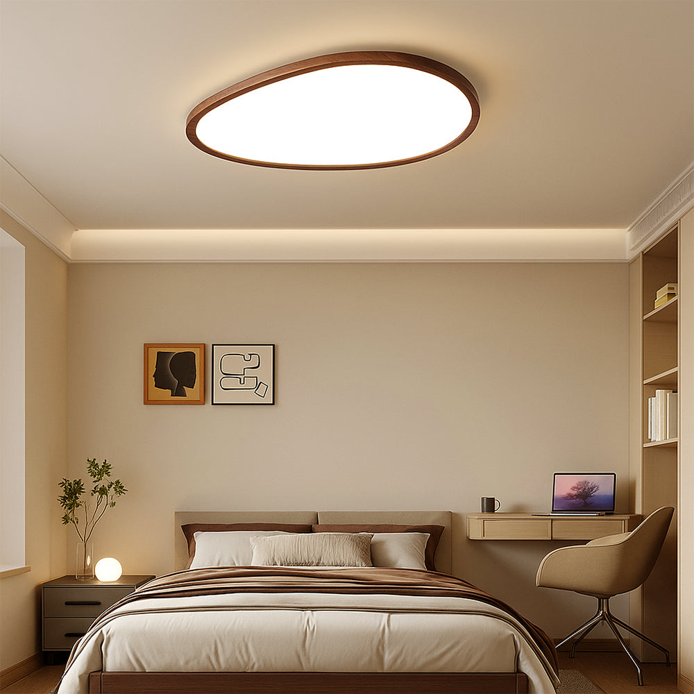 Lámpara de techo ultrafina con aspecto de madera