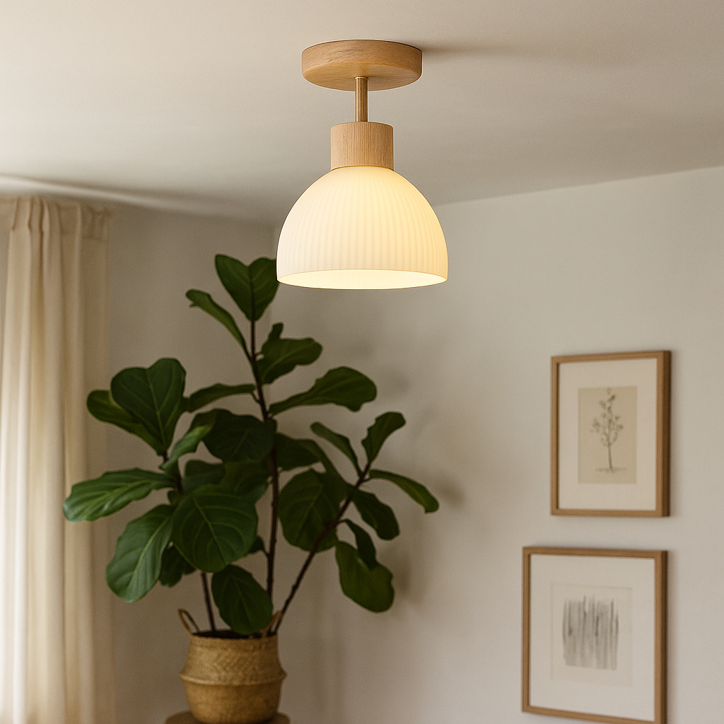 Lámpara de techo de diseño en madera natural