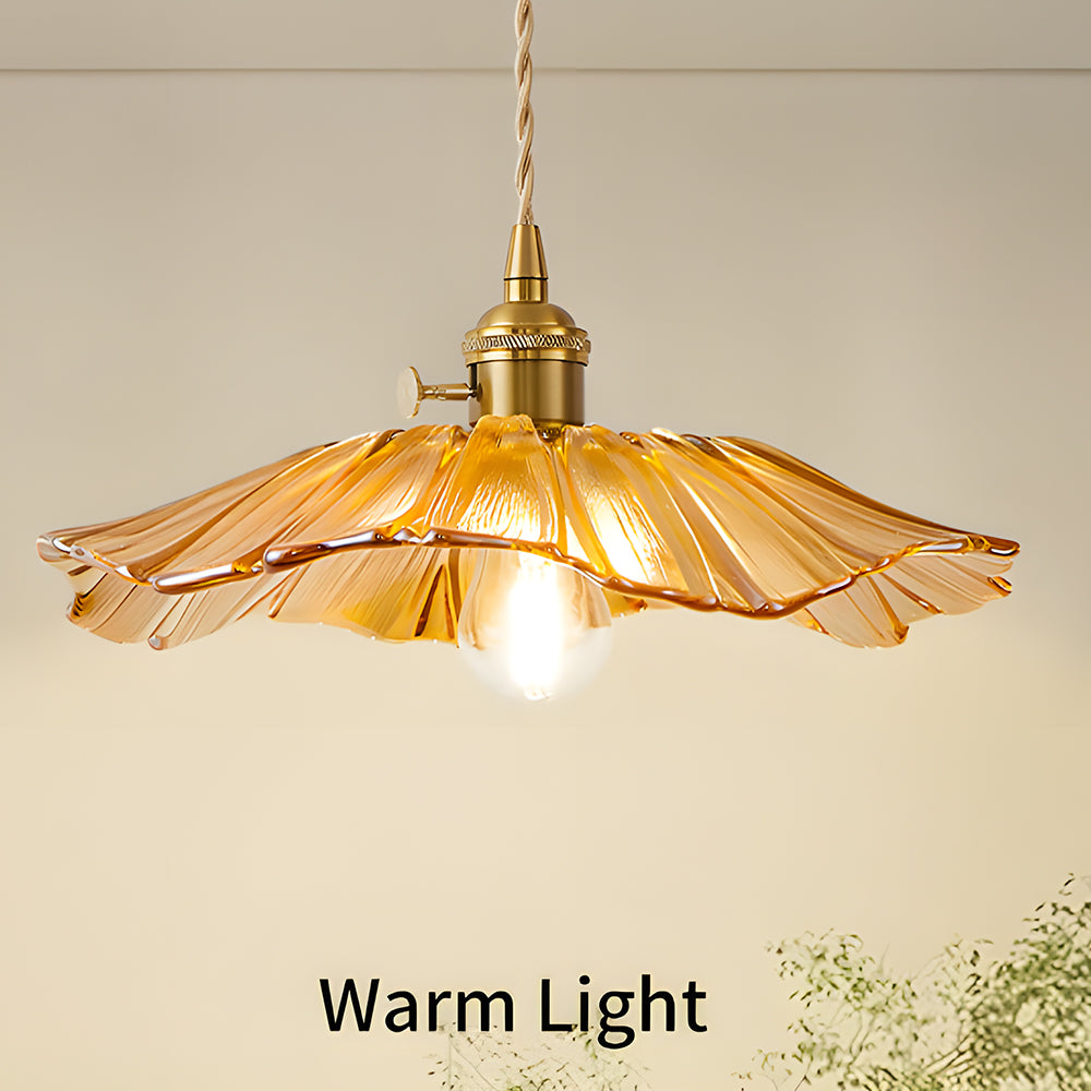 Lámpara colgante de vidrio con flores retro