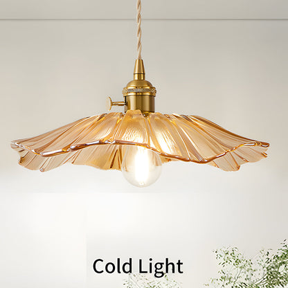 Lámpara colgante de vidrio con flores retro