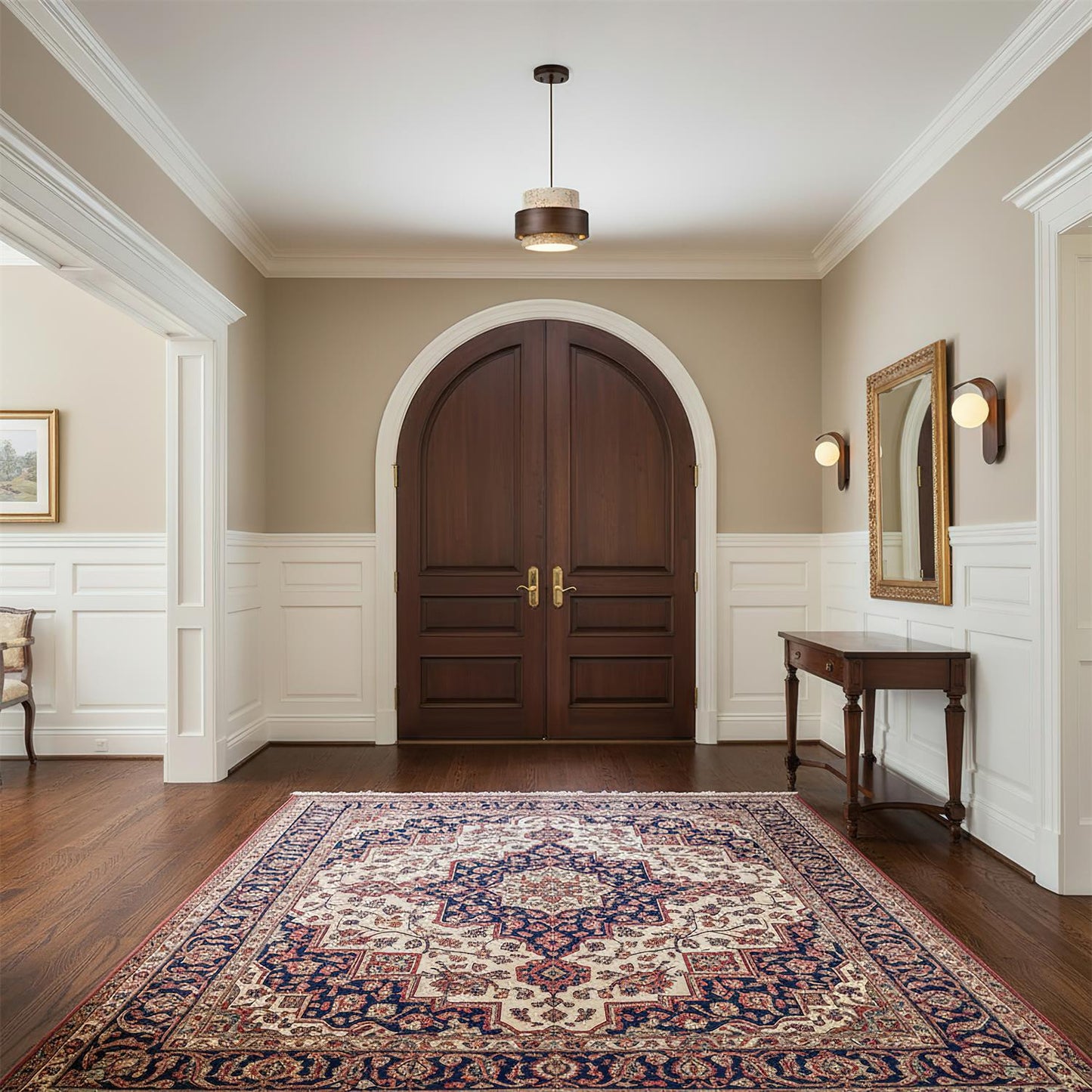 Lámpara colgante rústica de piedra