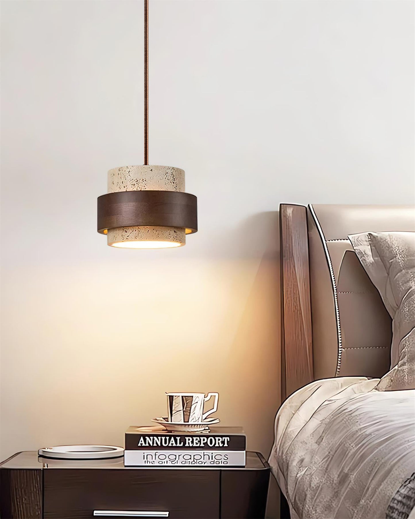 Lámpara colgante rústica de piedra
