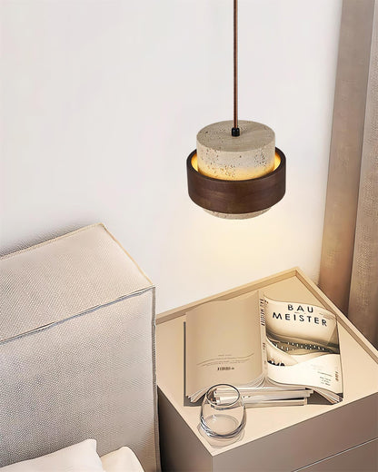 Lámpara colgante rústica de piedra