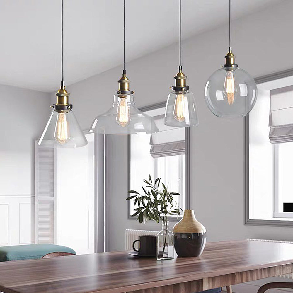 Lámpara colgante transparente para mesita de noche