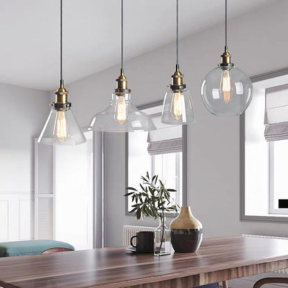 Lámpara colgante transparente para mesita de noche