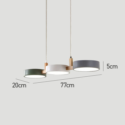 Lámpara colgante moderna de cilindro con múltiples luces