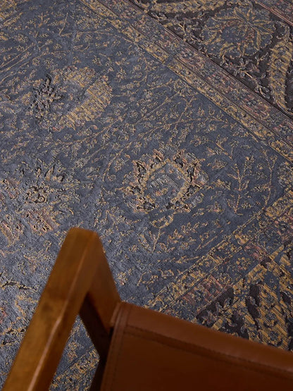 Alfombra vintage azul para sala de estar