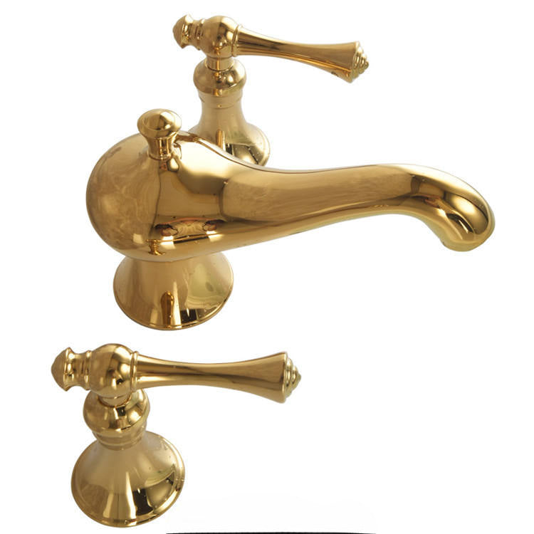 Grifo mezclador de lavabo extendido Golveran Art Déco en oro pulido