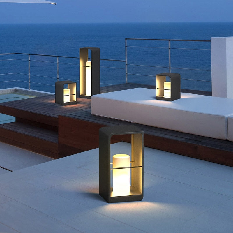 Luz moderna de bolardo LED para exteriores