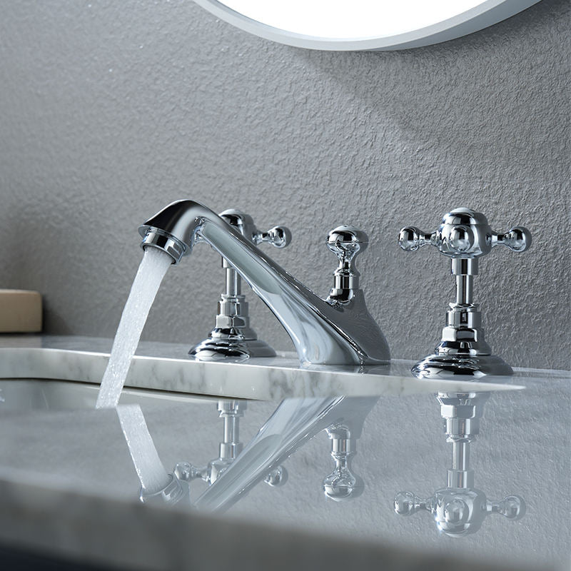 Grifo mezclador de lavabo extendido Wrenholt vintage en cromo pulido
