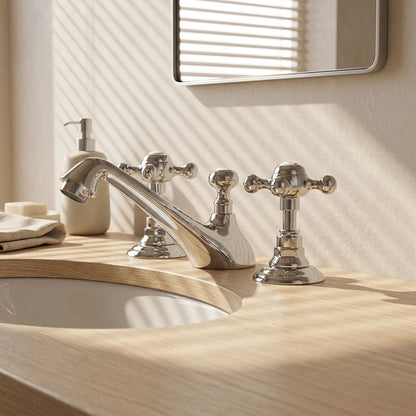 Grifo mezclador de lavabo extendido Wrenholt vintage en cromo pulido