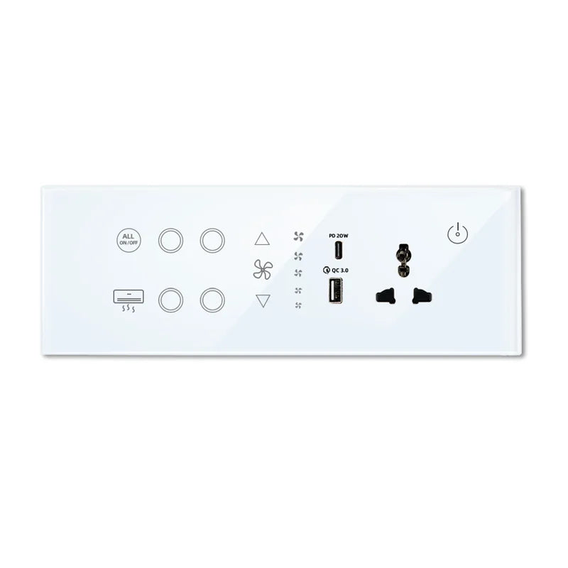 Enchufe con interruptor inteligente de vidrio y ABS minimalista Nexora