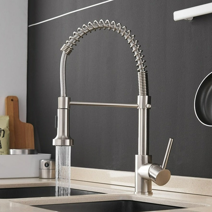 Grifo de cocina moderno con rociador extraíble de resorte