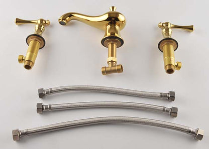 Grifo mezclador de lavabo extendido Golveran Art Déco en oro pulido