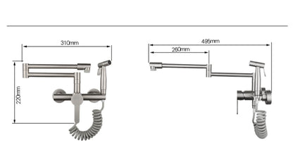Rellenador de ollas nórdico montado en la pared con función de rociado