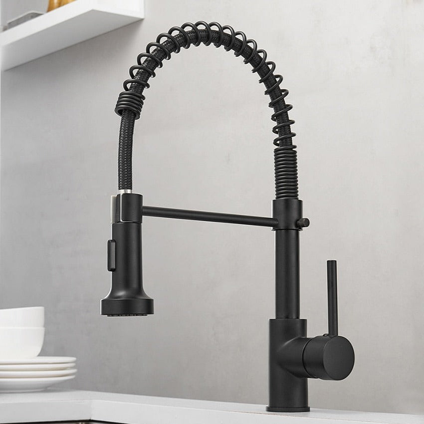 Grifo de cocina moderno con rociador extraíble de resorte