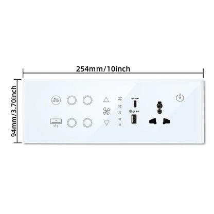 Enchufe con interruptor inteligente de vidrio y ABS minimalista Nexora