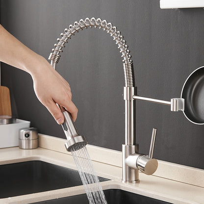 Grifo de cocina moderno con rociador extraíble de resorte