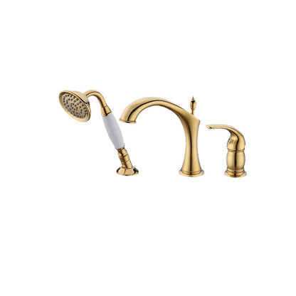 Set de grifo mezclador de lavabo y ducha de mano 2 en 1 Marvistelle Art Déco en oro pulido