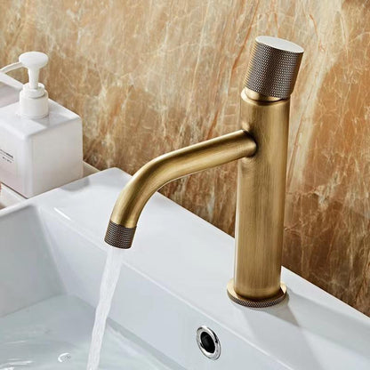 Grifo mezclador de lavabo de un solo orificio Onyxbrel industrial en latón cepillado antiguo