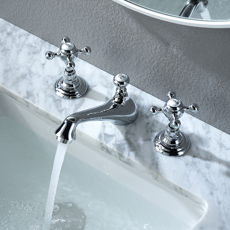 Grifo mezclador de lavabo extendido Wrenholt vintage en cromo pulido