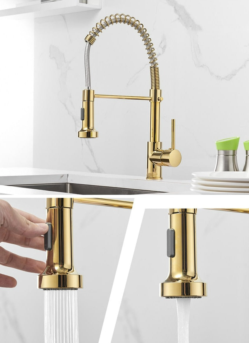 Grifo de cocina moderno con rociador extraíble de resorte