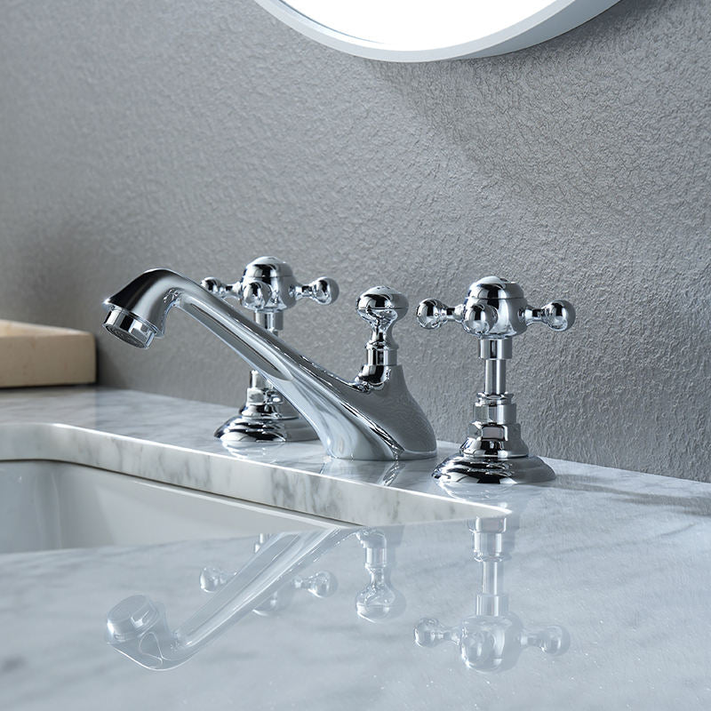Grifo mezclador de lavabo extendido Wrenholt vintage en cromo pulido