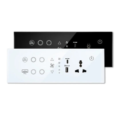 Enchufe con interruptor inteligente de vidrio y ABS minimalista Nexora