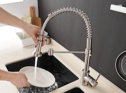 Grifo de cocina moderno con rociador extraíble de resorte