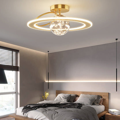 Lámpara de techo de cristal estrellado dorado