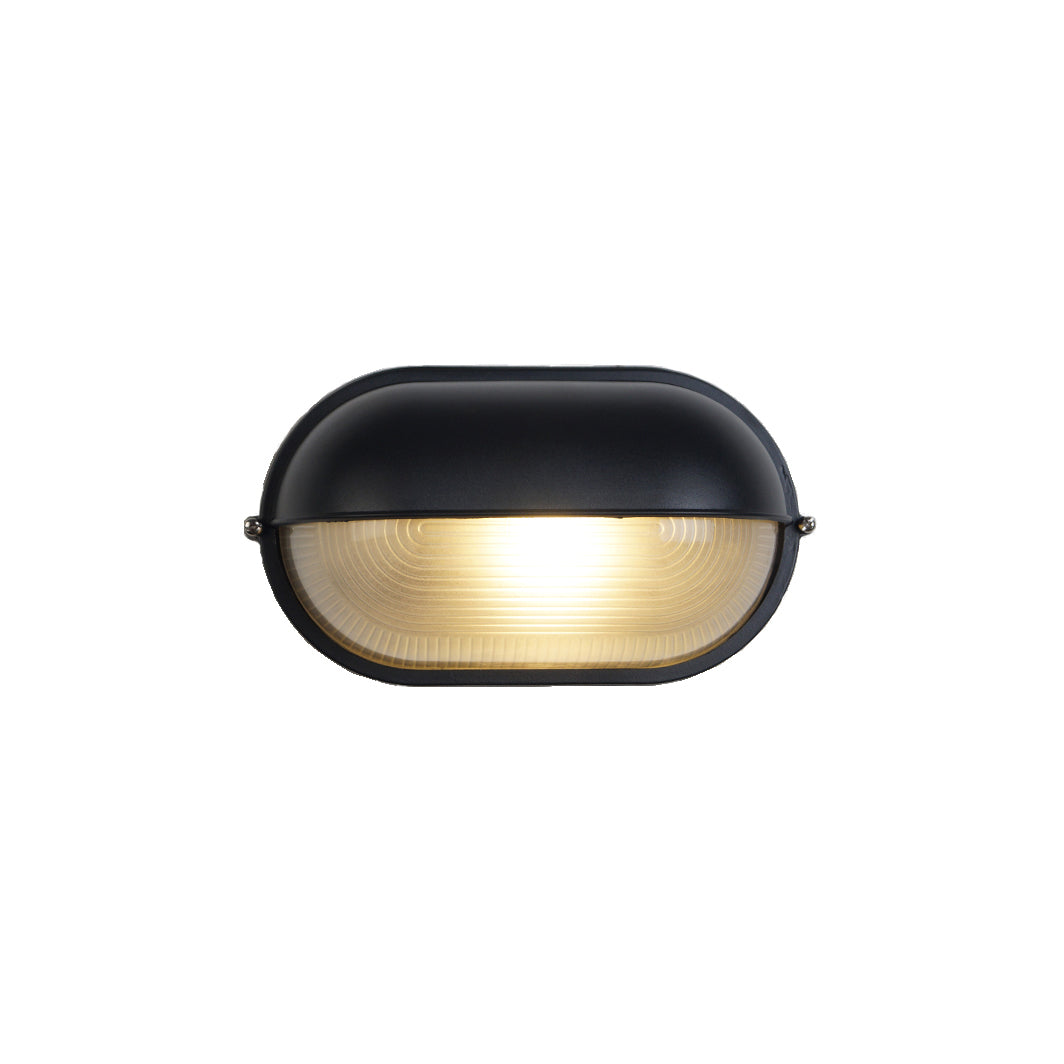 Lámpara de pared industrial para exteriores con vidrio acanalado