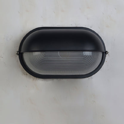 Lámpara de pared industrial para exteriores con vidrio acanalado
