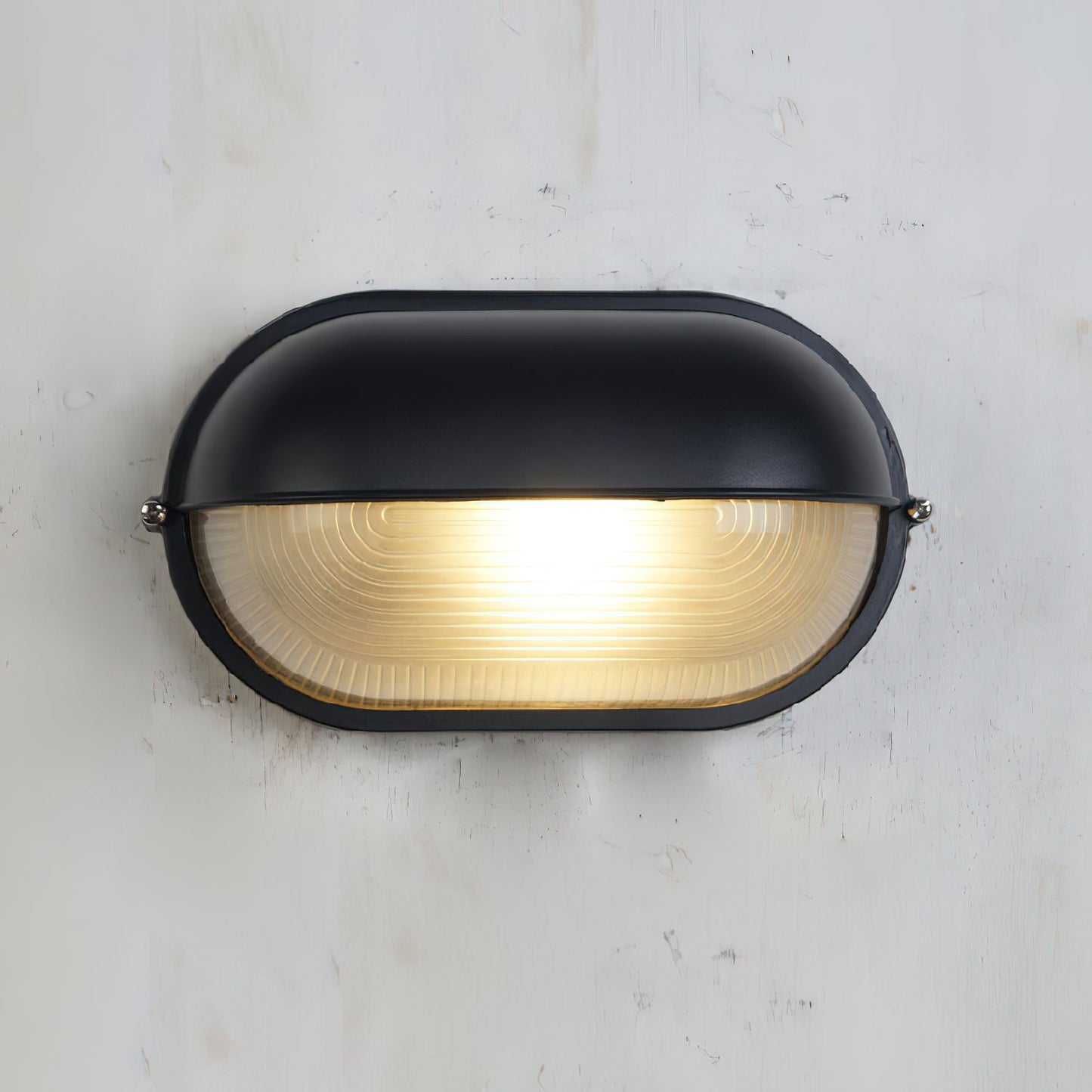 Lámpara de pared industrial para exteriores con vidrio acanalado