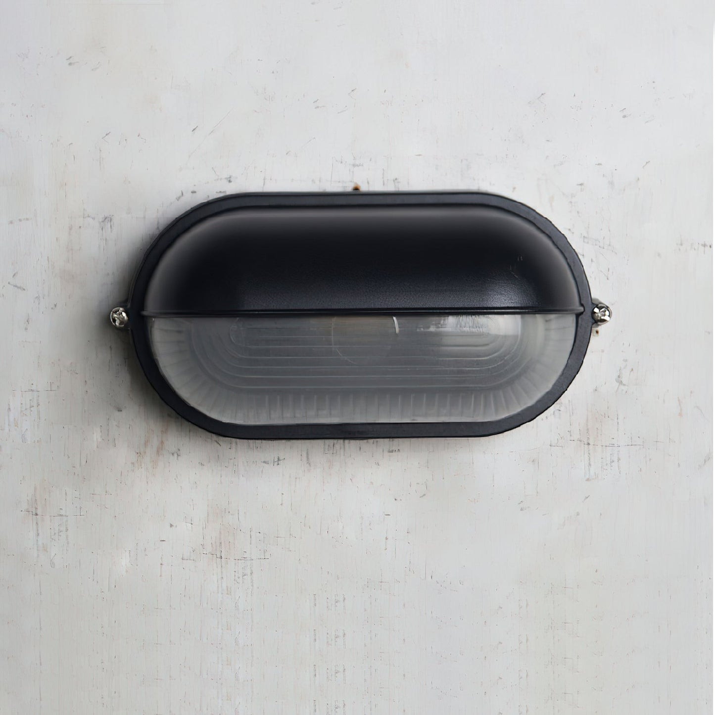 Lámpara de pared industrial para exteriores con vidrio acanalado