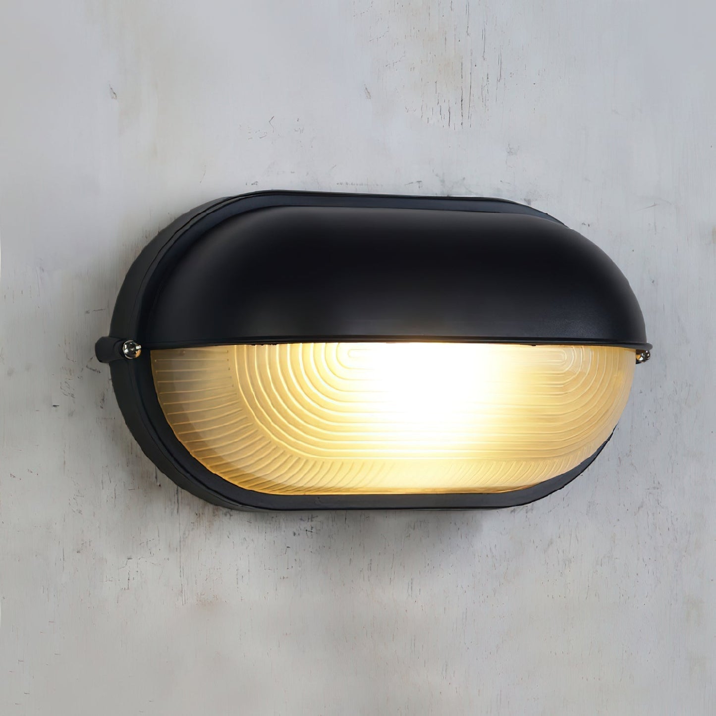 Lámpara de pared industrial para exteriores con vidrio acanalado