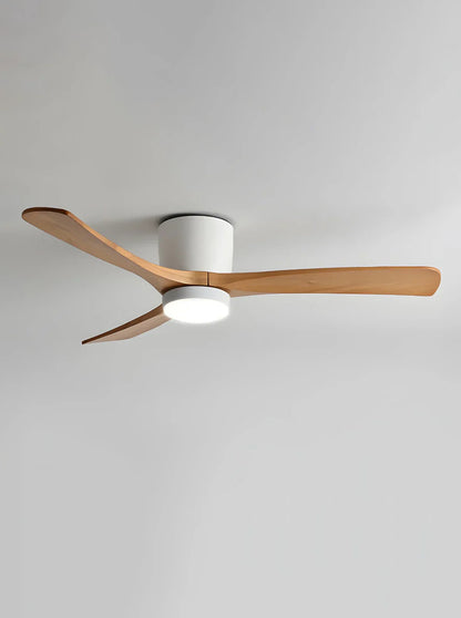 Ventilador de techo moderno con luz y hélice de madera