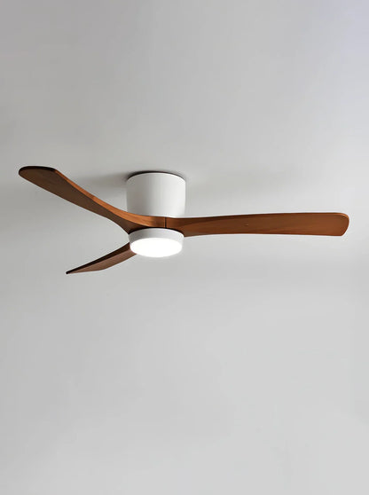 Ventilador de techo moderno con luz y hélice de madera