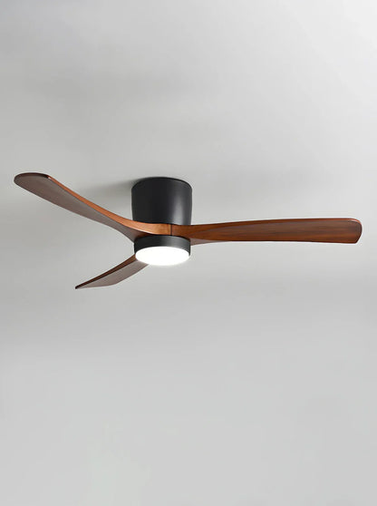 Ventilador de techo moderno con luz y hélice de madera
