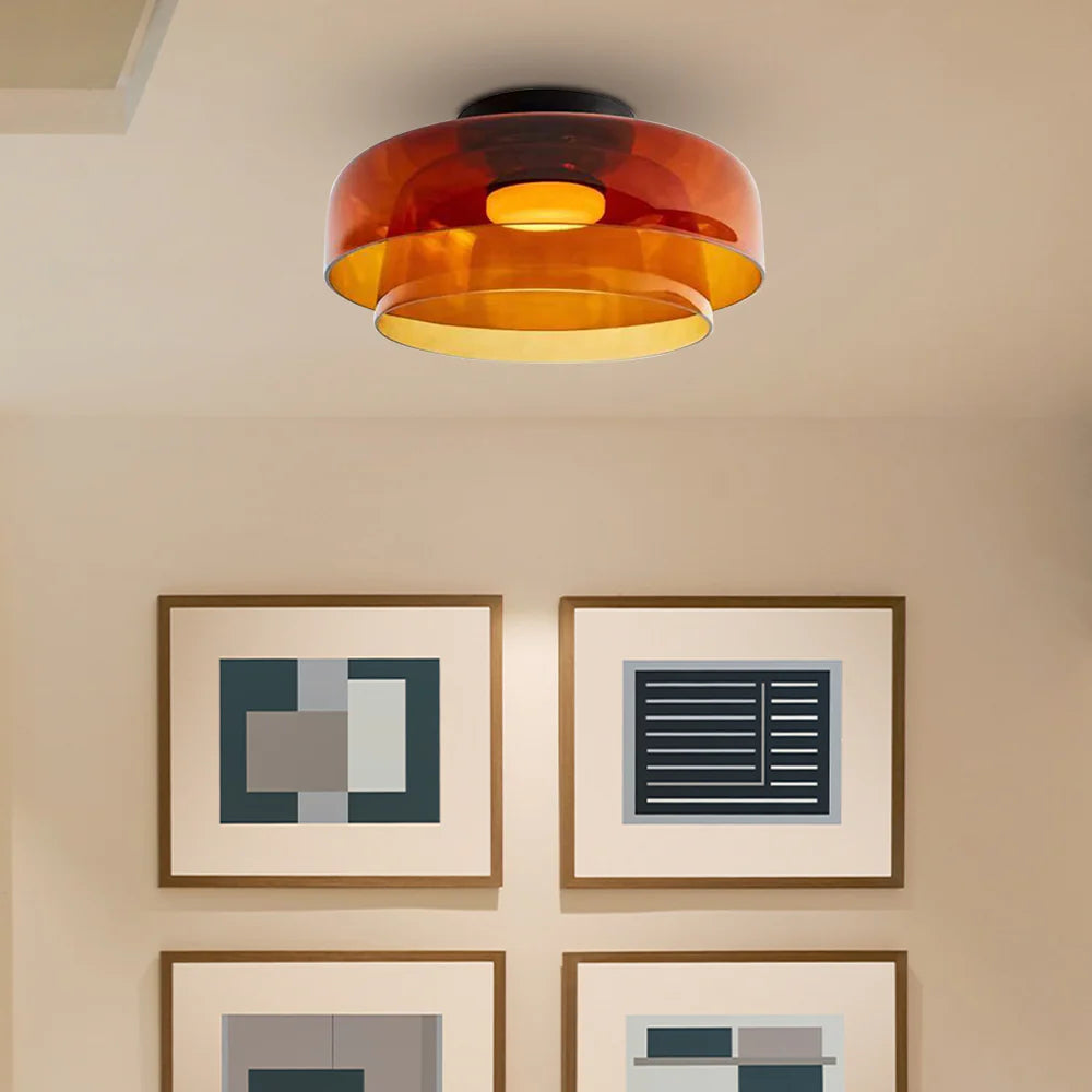 Lámpara de techo antigua de vidrio diseñada