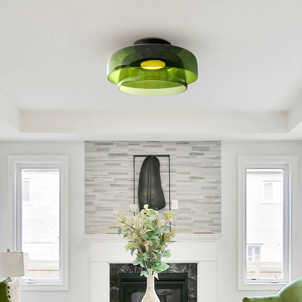 Lámpara de techo antigua de vidrio diseñada