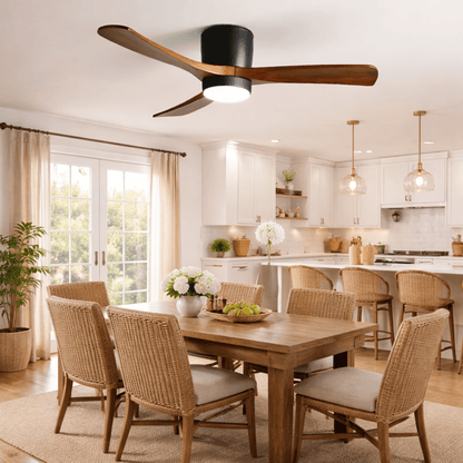 Ventilador de techo moderno de madera con luz LED