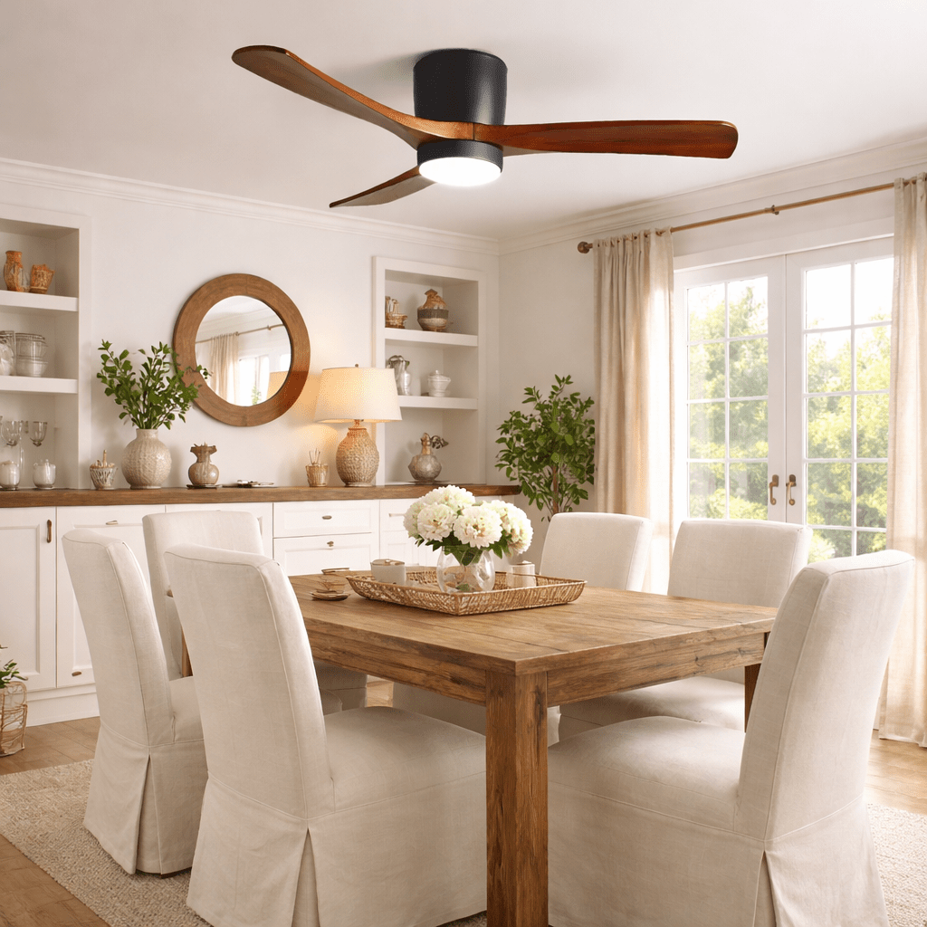 Ventilador de techo moderno de madera con luz LED