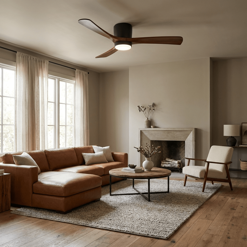 Ventilador de techo moderno de madera con luz LED